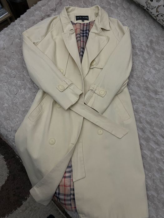 Тренч у стилі burberry беж молочний XS-S