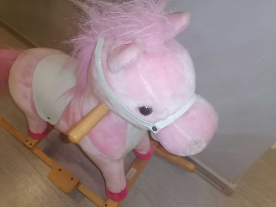 Koń na biegunach różowy Vida XL