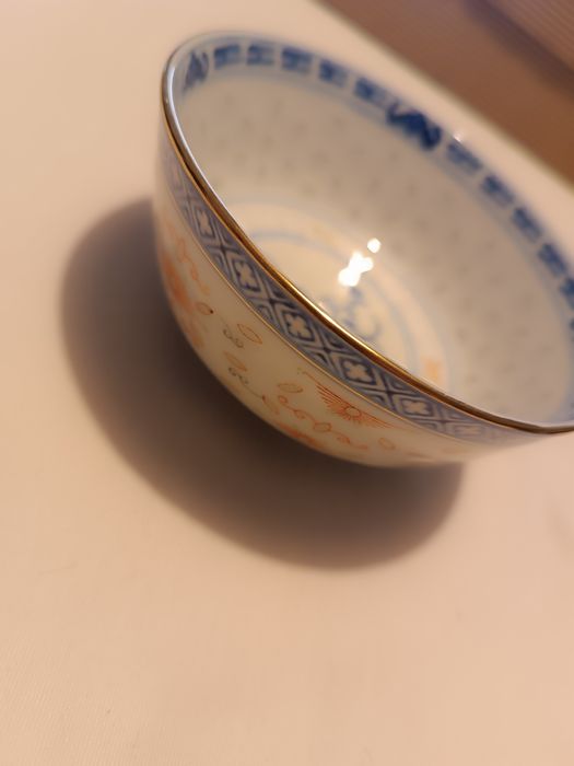 Taça e Colher Porcelana Oriental. Como Nova