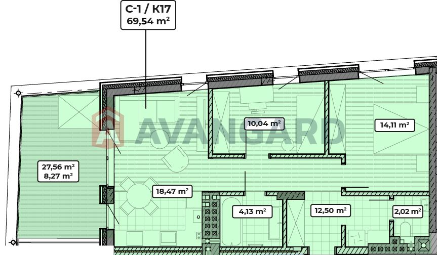 2-кімнатна квартира 69,54 м² у ЖК Eco City Park, Винники.