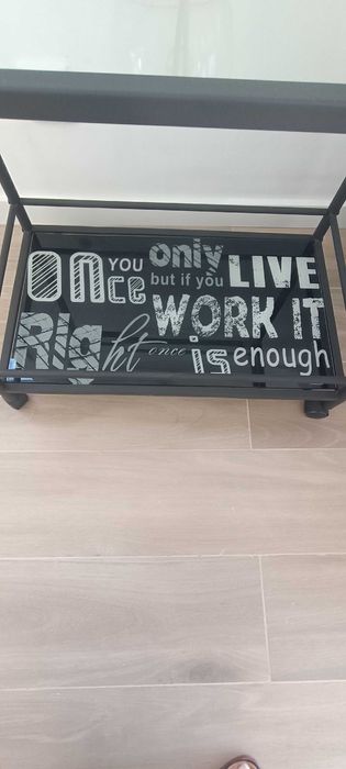 Carrinho de bar com 2 prateleiras de vidro temperado