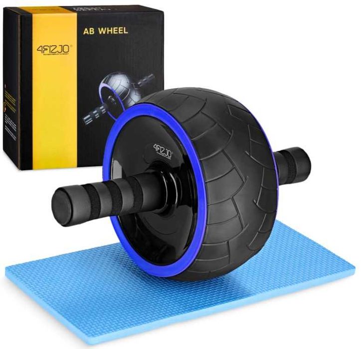 Koło 4FIZJO do ćwiczeń mięśni brzucha AB WHEEL XL kółko XXL NIEBIESKIE