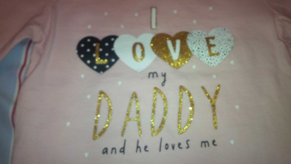 Bluzka bluzeczka lato dziewczynka pudrowy róż R. 80 napis córka taty