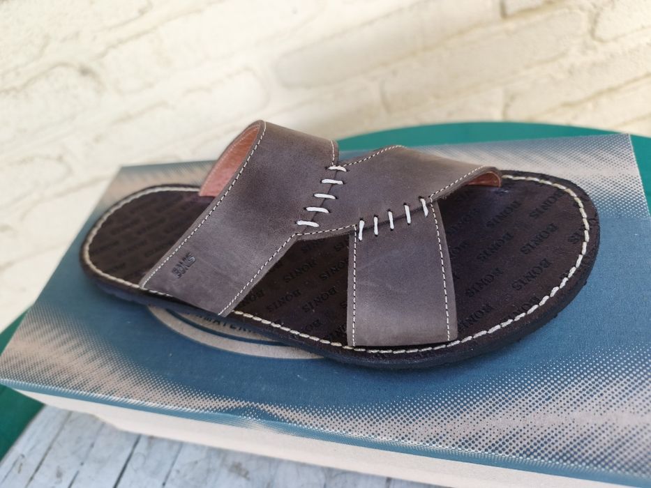 Чоловічі шльопанці шкіряні літні коричневі Bonis Original 27 - 41, 43