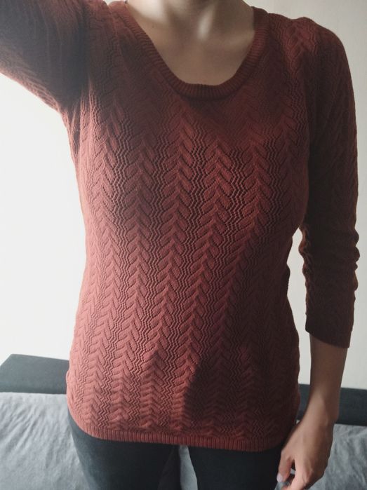 Sweter ażurowy Stradivarius rozm. S bawełna rękaw 3/4