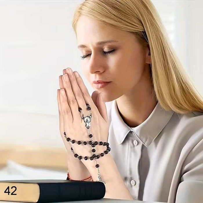 3шт чорний ароматний дерев'яний розарій в коробочці, чотки вервиця