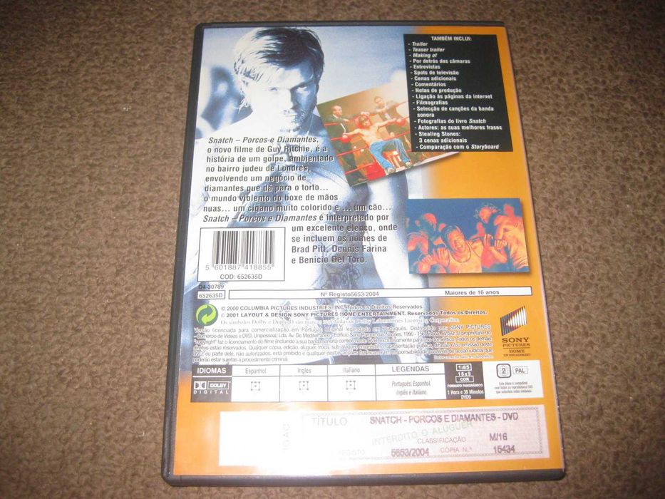 DVD "Snatch - Porcos e Diamantes" com Brad Pitt