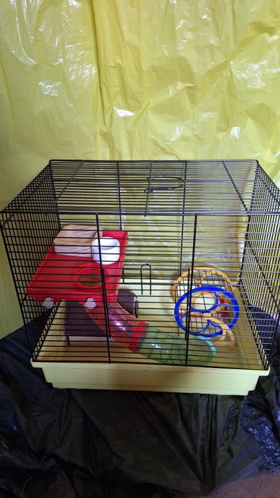 Klatka dla Chomika Myszy Domek + Kołowrotek + Miseczka