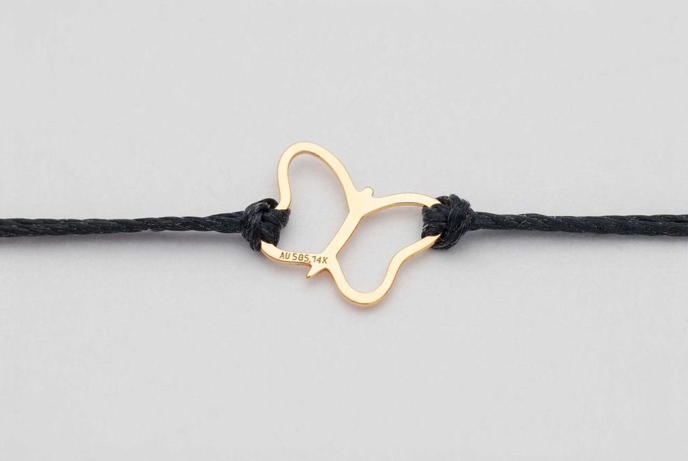 Bransoletka złota próba 585 sznurkowa motyl