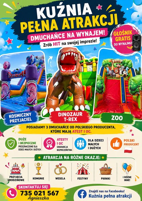 Wynajem dmuchańcow zjeżdzalni