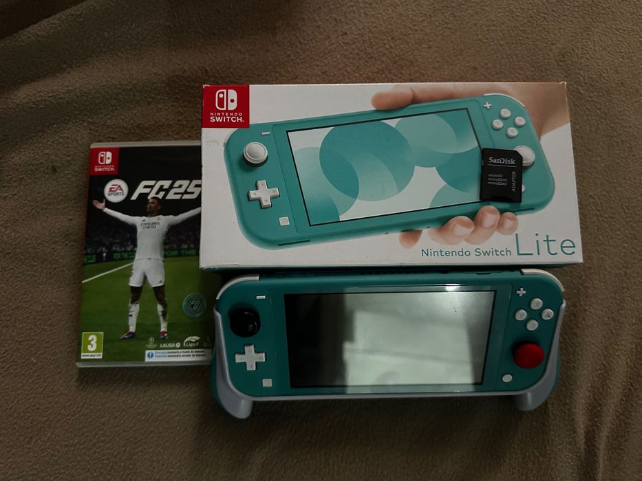 Nintendo Switch Lite + EA FC 25 + SD 256 GB - Como novo!