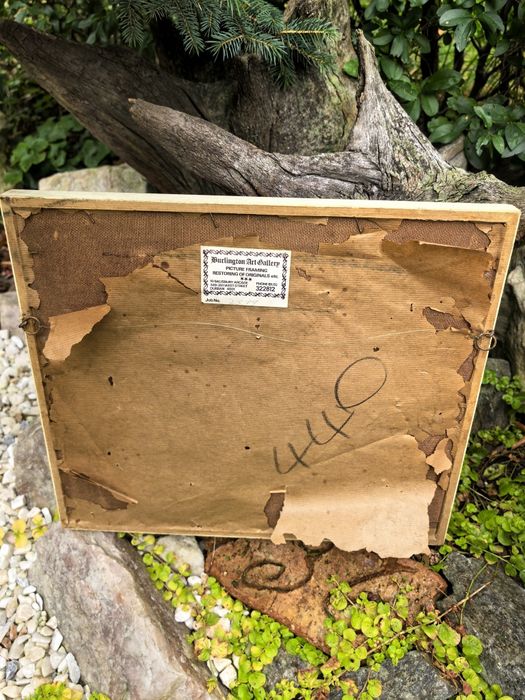 Obrazy olejne, azjatyckie łodzie, gruba warstwa farby, sygnowane