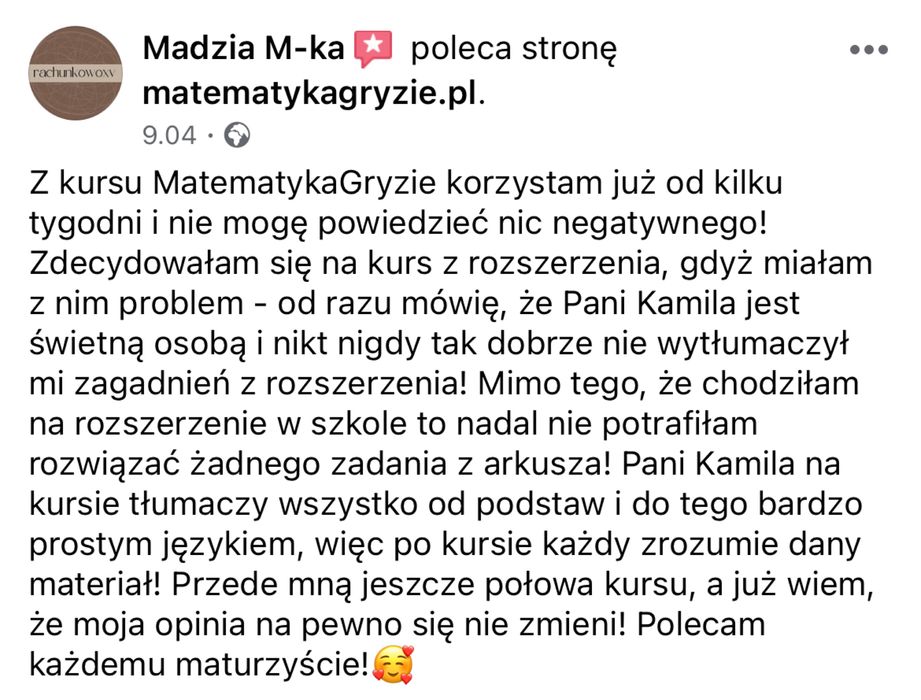 Korepetycje matematyka z nauczycielką kursu Matematyka Gryzie