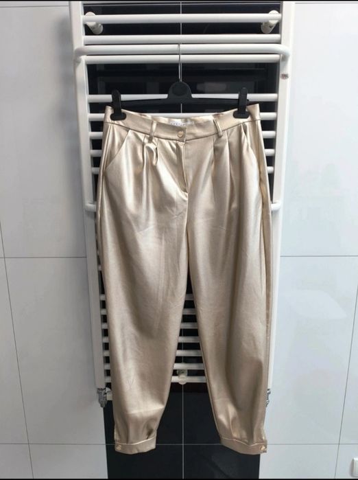 Eleganckie, efektowne spodnie z eco skóry – BASTET – rozmiar XL (42)
