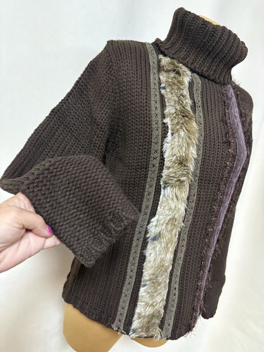 Sweter golf brazowy czekoladowy wełniany gruby M/L, Success