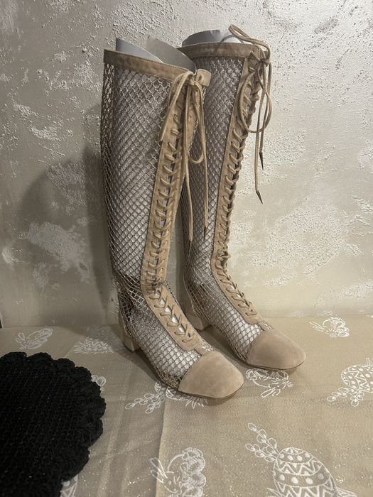 Nowe  piekne włoskie wysokie  letnie  buty ze skory