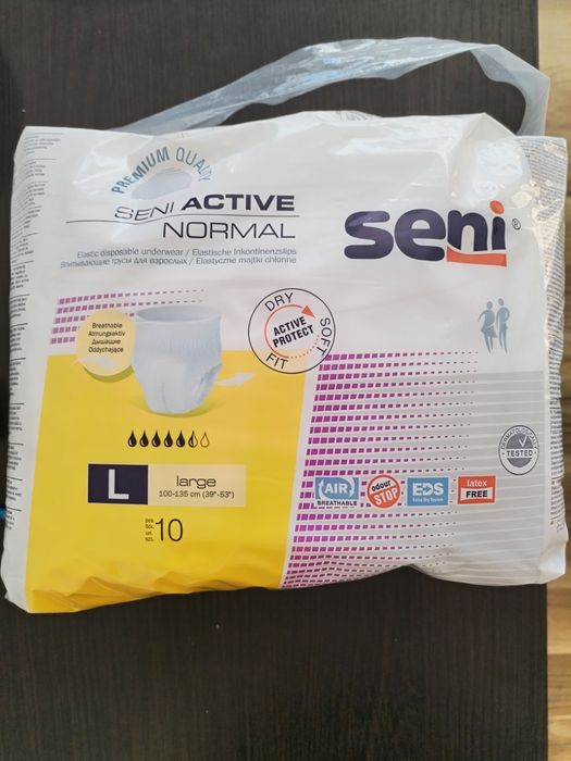 Seni active normalne, elastyczne majtki chłonne, rozmiar L, 9 sztuk