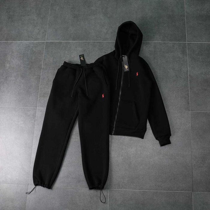 Костюм Polo чорний штани + кофта, теплий костюм поло