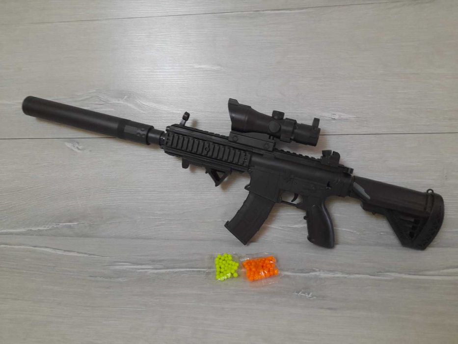 Автомат на пульках 6мм лазер БР26-1А, 65см оптика х6. детский, 4-6лет