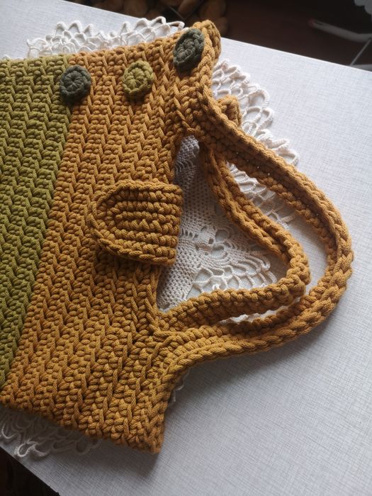 Super maxi torba boho szydełkowania handmade 70cmx48 cm