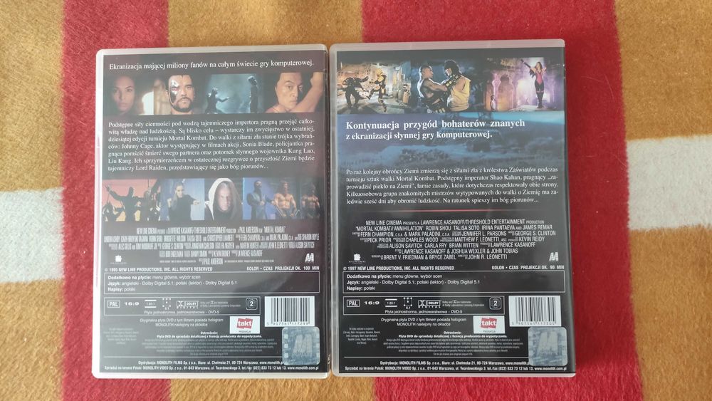 Mortal Kombat 1 i 2 dvd
