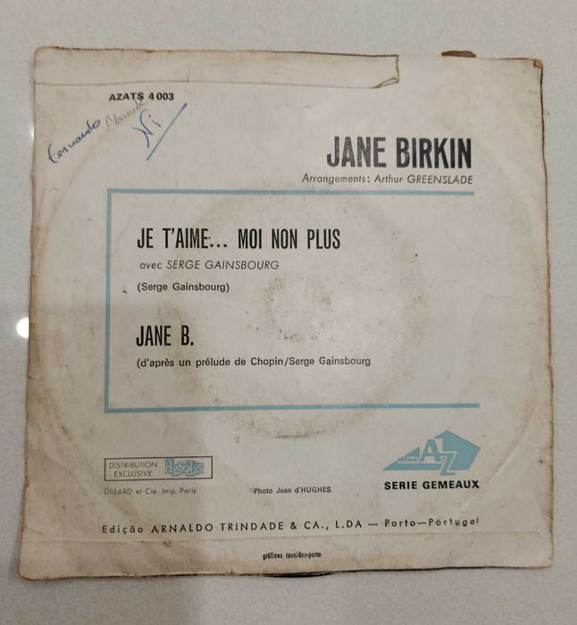 disco vinil Jane Birkin - Je t'aime mois non plus