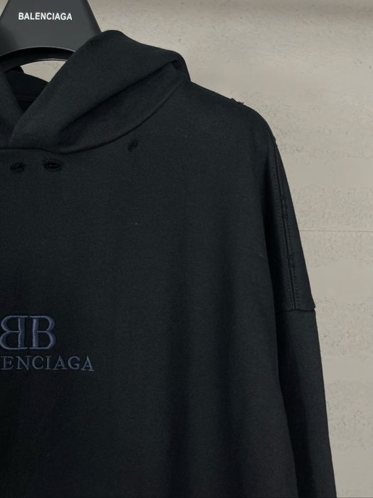 BALENCIAGA худи оверсайз унисекс черное мужское порванное оригинал