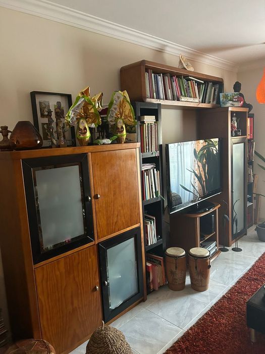 Conjunto de Móveis de sala, entrada e mesa e estante de livros