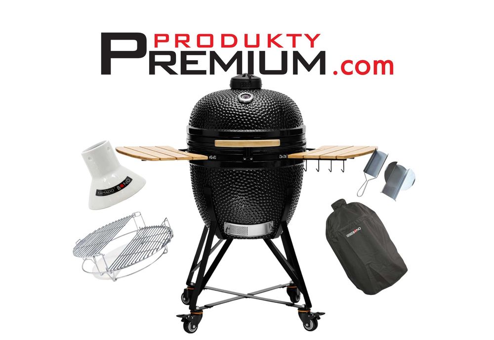Grill węglowy Kamado Bono 59 cm Grande czarny SALON 1000 m2 350 modeli od ręki wędzarnia piec ceramiczny