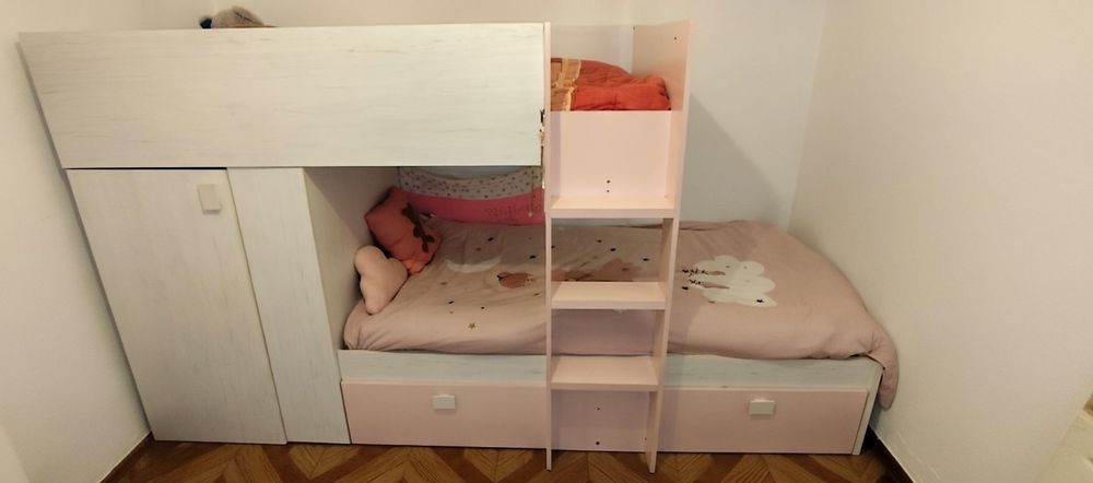 Estúdio / Beliche Criança - Branco e Rosa