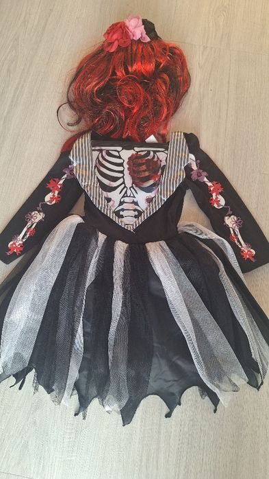 Strój  przebranie na Halloween sukienka dla dziewczynki kości