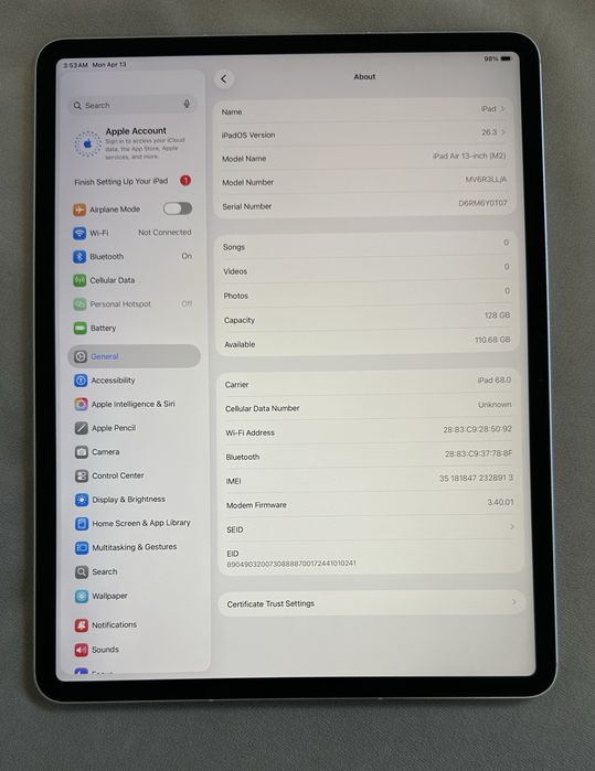 Apple iPad Air 13” m2 lte