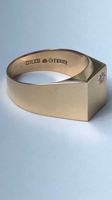 Sygnet z diamentem, złoto 18K, waga 4,2 g, PIĘKNY