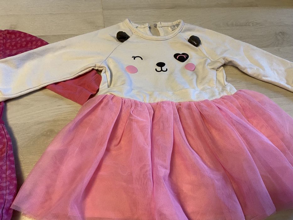 2 Sukienki śliczne gratis antypoślizgowe rajstopy ocieplane 2pak