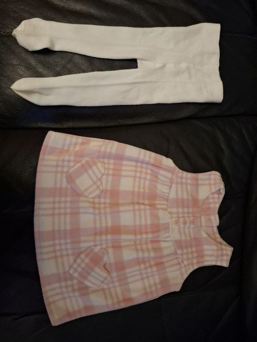 Sukienka  z polaru + rajstopki do 3 m-cy