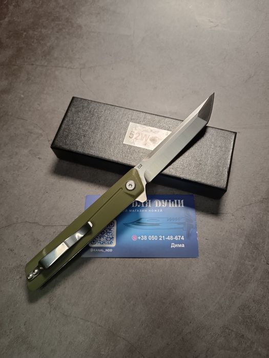 Складной нож с тактическим дизайном цвет олива. 52W.D2