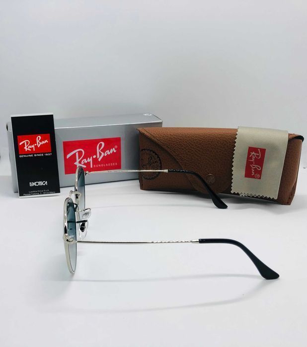 Круглые очки Ray Ban Round Metal 3447 Silver-Blue Gradient 54мм стекло