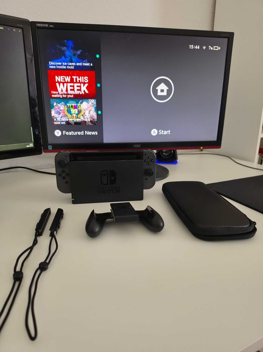 Nintendo Switch V2 cinzenta e acessórios