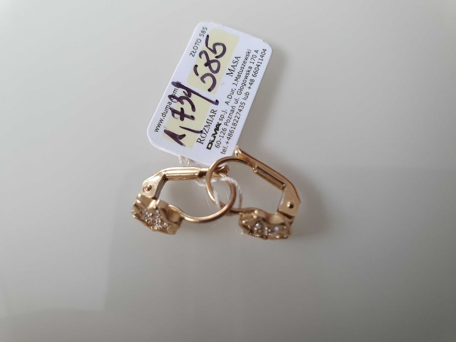Kolczyki złoto 585 waga 1, 739g