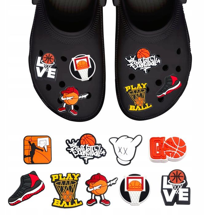 Przypinki do Crocs KOSZYKÓWKA do butów telefonu torby zestaw 9 szt