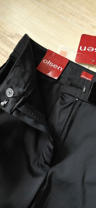 Nowe spodnie Olsen Mona 34 czarne eleganckie aksamitne lampasy