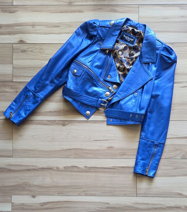 Kurtka skórzana damska ramoneska typu biker Balmain S 36