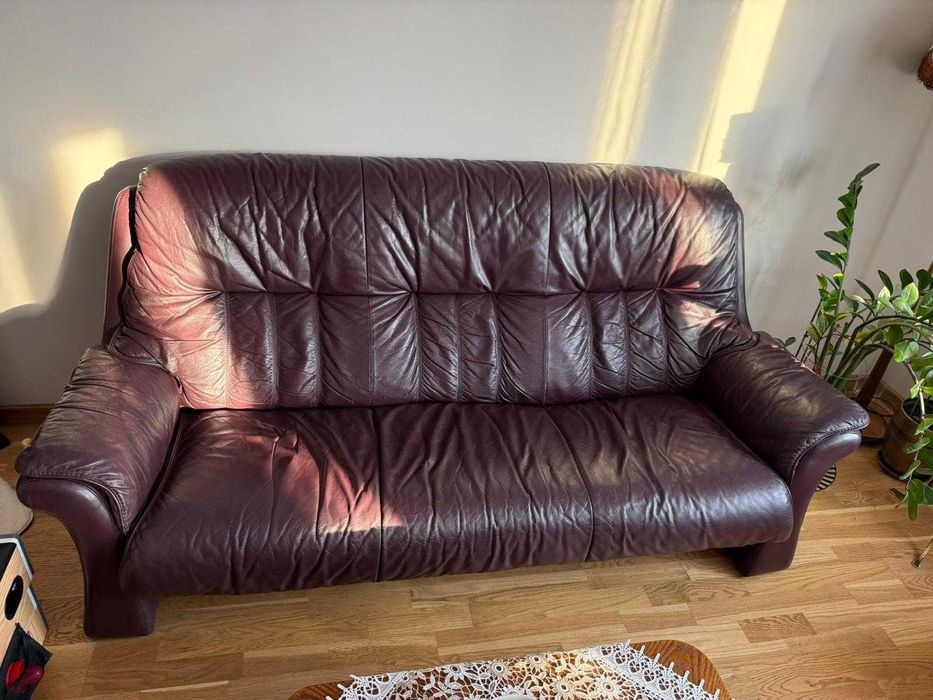 Skórzany komplet do salonu / kanapa + fotel