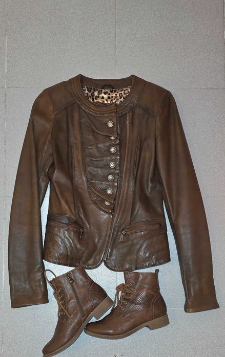 Комплект шкіряна куртка S та шкіряні напівчоботи Tom Taylor 36 розмір.