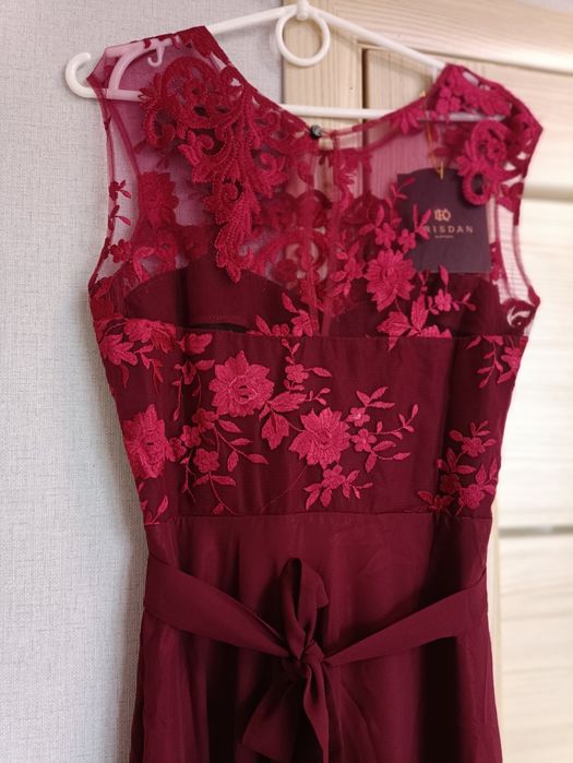 Бордове шифонове плаття максі