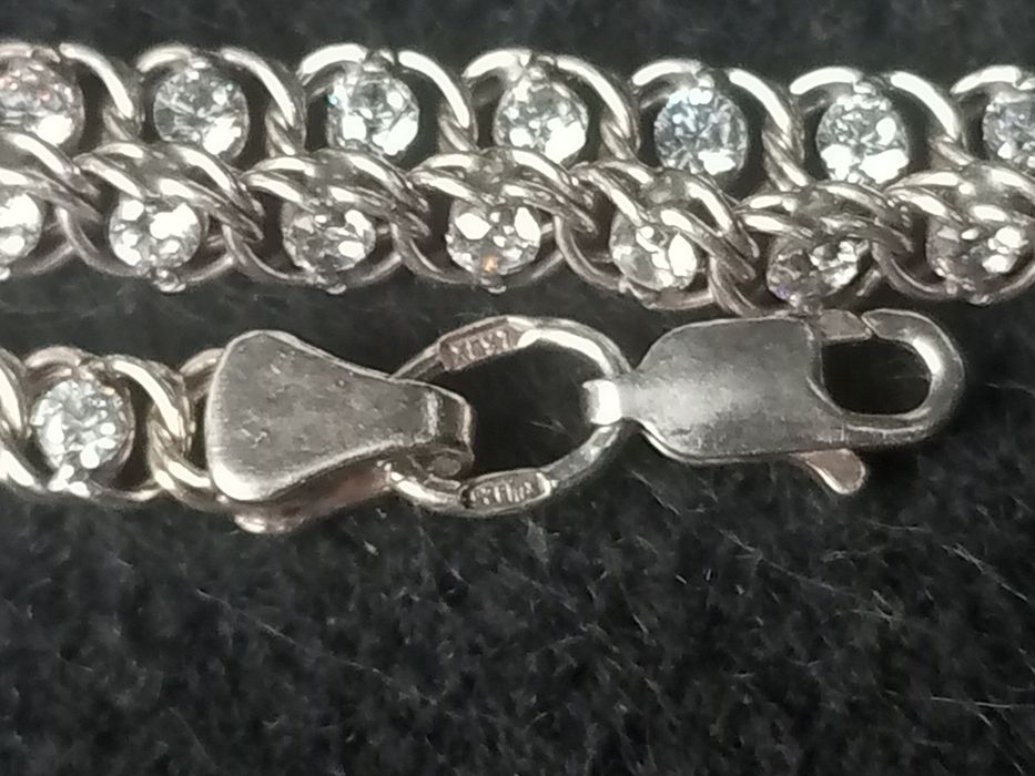 Жіночий срібний ланцюжок з білим камінням 925° проби 50 см 16.80грм