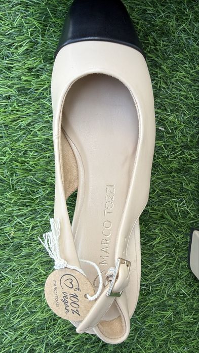 Marco Tozzi Czółenka Slingback Beżowo-Czarne 39