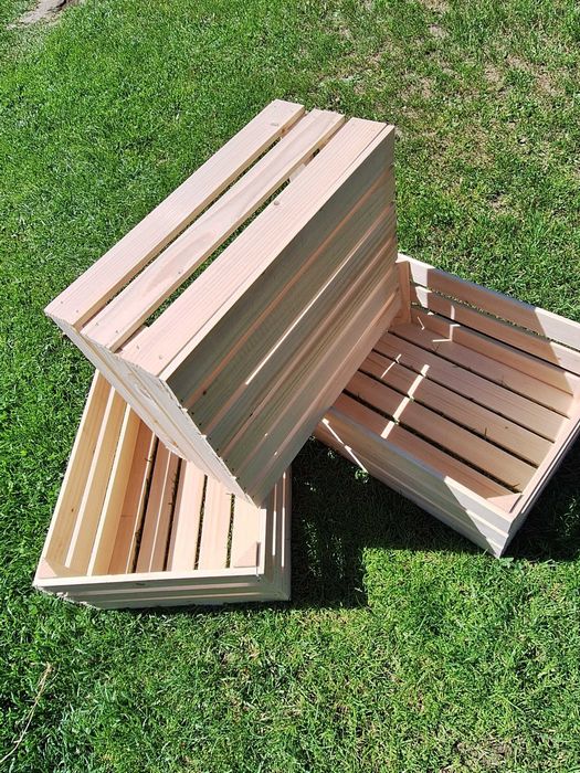 Drewniane skrzynki 50x40x22cm, mocne, lite drewno