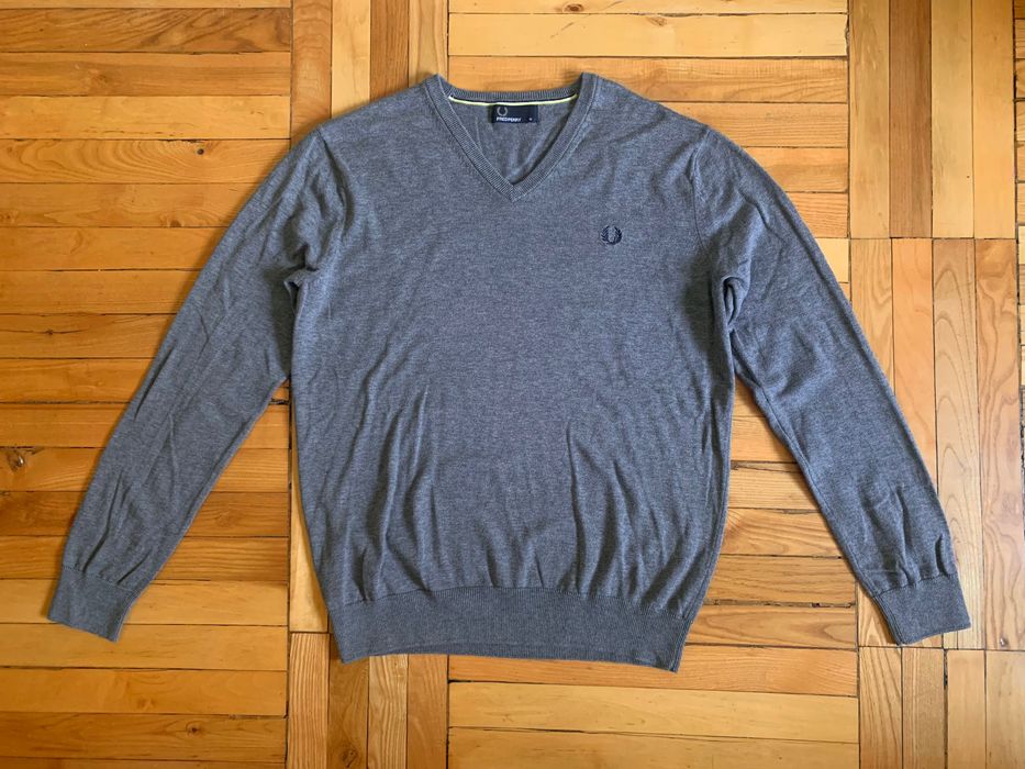 Крутейшая мужская кофта джемпер Fred Perry Jumper Gray оригинал