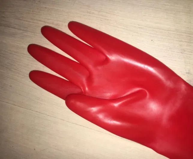 922/ Rękawiczki S latex lateks czerwone długie bez zamków